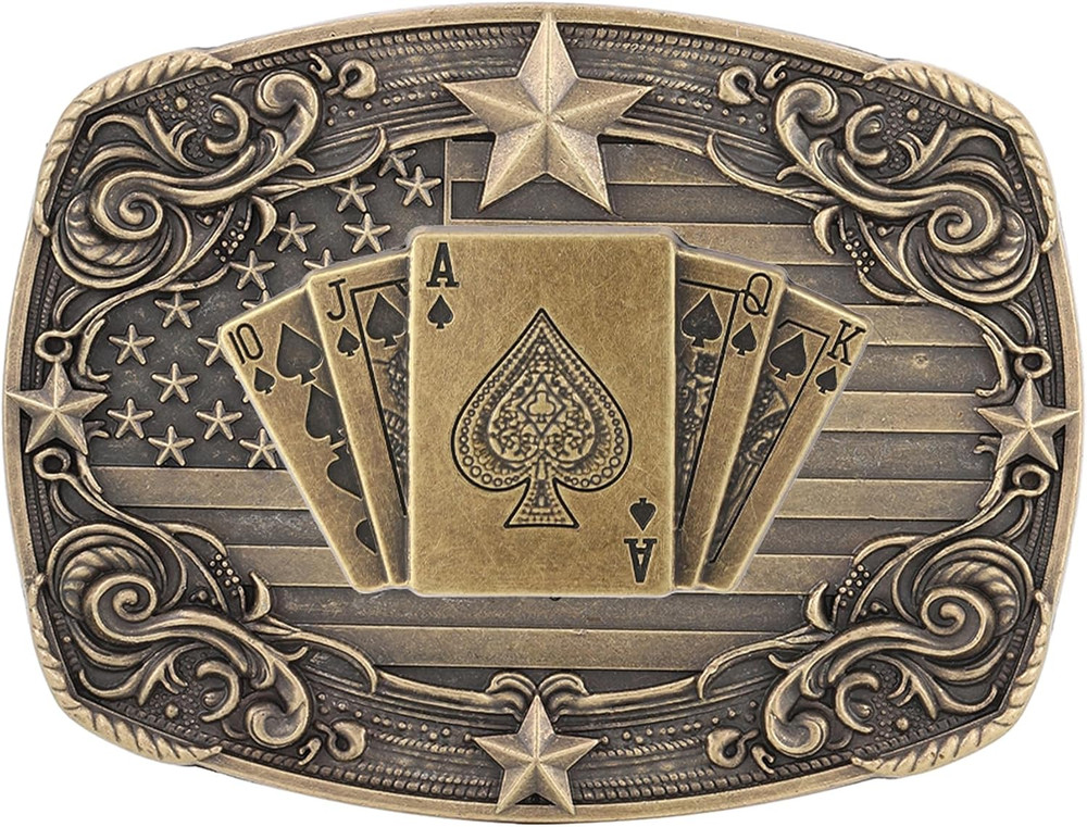 Western Belt Buckle for Men, Vintage Poker Cowboy Belt Buckles Texas Rodeo Acces