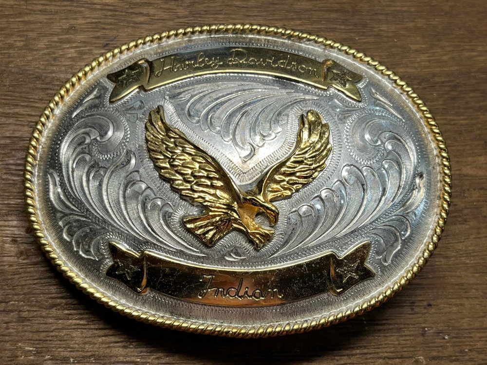 Harley Davidson Indian Buckle, Alpaca, Vintage
