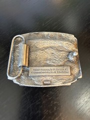 Vintage Collectible Fusion Flexstar Farm Glasses Silver Tone Metal Belt Buckle