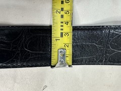 Vintage Large Silver Alligator Buckle and Black Alligator Belt Size S Small