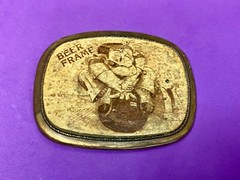 Beer Frame Bowling Novelty Cartoon Drawing Vintage Belt Buckle