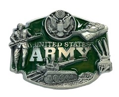 United States Army Belt Buckle Pewter & Epoxy 3”x 2.5” Fits Belts Up To 1.75” j