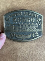 1982 Kansas&rsquo; Biggest Rodeo Phillipsburg Kansas Brass Belt Buckle Sample