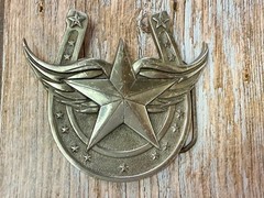 Lucky Horseshoe Winged Star Fine Pewter 2004 Belt Buckle Great American Products