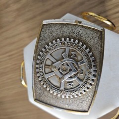 Vintage Bastian Bros Machinist And Aerospace A of M Solid Brass Belt Buckle USA