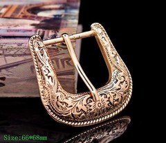 Gold Western Floral Engraved Cowboy Belt Buckle Three Piece Set Unisex 1-1/2&Prime;