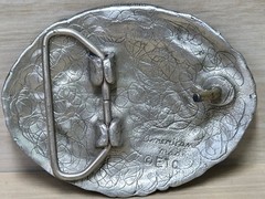 Vintage E&J Belt Buckle Silver Tone 3.25&Prime; Engraved Eagle Wildlife Western