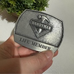 Vintage 1996 Handyman Club of America Life Member Silver Toned Belt Buckle