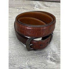 Trafalgar Kango Calf Belt Mens 34 Brown Leather Handmade USA Dress Buckle