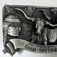 VTG Arroyo Grande Buckle Co Metal Commemorative Great Southwest Belt Buckle 2&Prime;