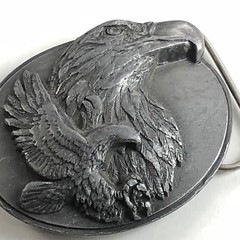 Vintage 90s Eagle Western Cowboy Belt Buckle Siskiyou Pewter 1990 USA