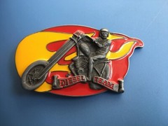 VINTAGE HARLEY CHOPPER BELT BUCKLE DIESEL TEAM TRUCK PETERBILT KENWORTH MACK