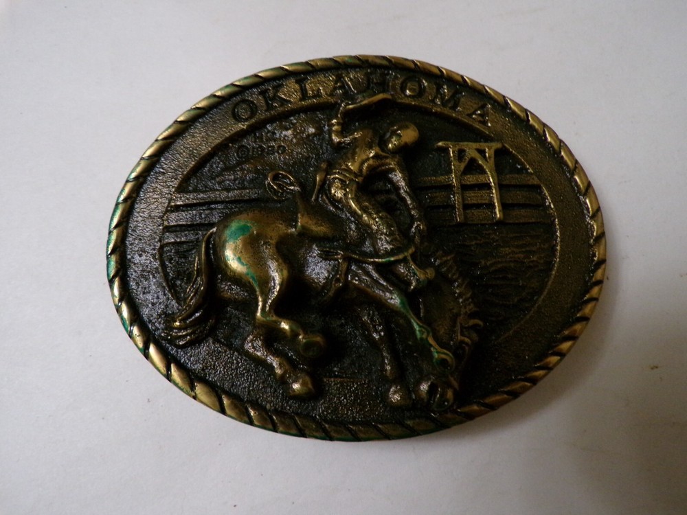 Oklahoma Rodeo, Belt Buckle, In Leather Pouch, Numbered LA-1470 (SC-48)