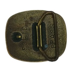 Buckle: Vintage Solid Brass With Wood Inlay.