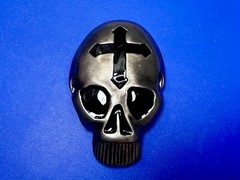 Skull Head with Iron Cross Gothic Vibe Motorcycle Biker Style 3D Belt Buckle
