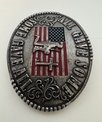 Silver Belt Buckle Cody James Men&rsquo;s Flag Patriotic Military Memorial Oval Large