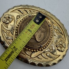 Colorado Springs Plus 100 Pikes Peak Or Bust Coin Belt Buckle Gold Tone