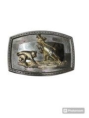 Belt Buckle Mens Cowboy Horse Steer Tri Color