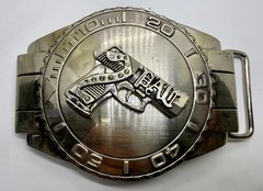 Dive Watch Style Shape Pistol Gun with Rhinestone Silver Color Large Belt Buckle
