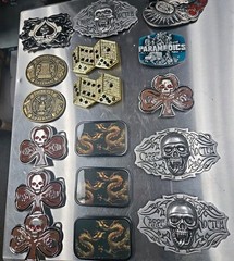 Vintage LOT OF 17 belt buckles 2000s Chrome BRASS metal Some New Some Older LotF