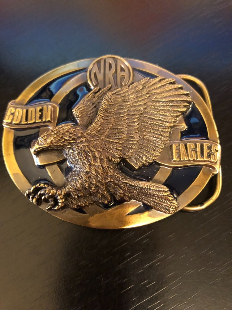 Vintage Collectible NRA Golden Eagles USA Heavy Enameled Belt Buckle