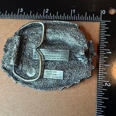 Vintage Western Rodeo Bronco Rider Belt Buckle Enamel Pewter Tone Cowboy Style