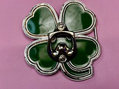 Lucky Four Leaf Clover Shamrock Green Silver Novelty Bottle Opener & Belt Buckle