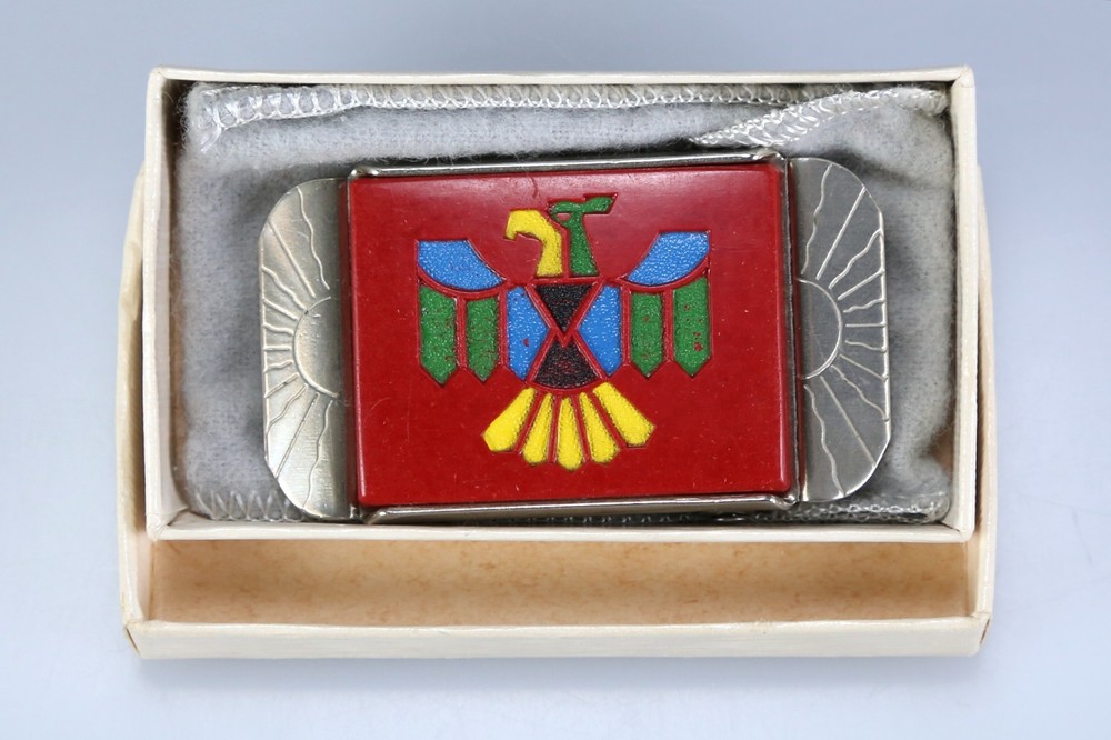 Vintage Belt buckle with Engraved Thunderbird Design