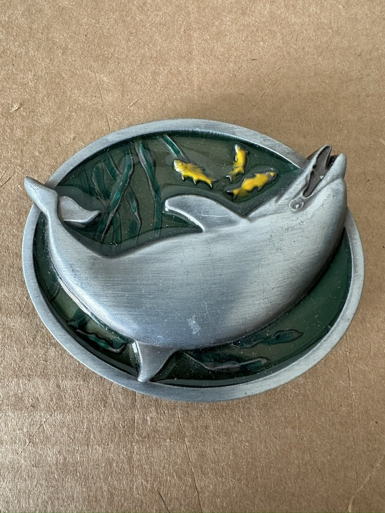 Dolphin Fish Wildlife Enamel Metal Belt Buckle