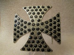 NEW RHINESTONE EMBELLISHED IRON CROSS BELT BUCKLE 3 X 3 VIC-THOR1