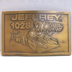 New Mens Vintage Belt Buckle Mining JEFFREY 1028 3D Graphic 80’s Collectible