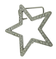 New Men Big Silver Metal Star Belt Buckle Rhinestone Blinged Style Cowgirl Rodel