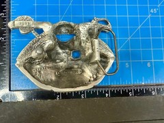 Jolly Roger Pirate Skull Crossed Swords Solid Pewter Great American Belt Buckle