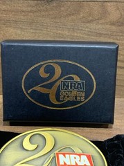 NRA Golden Eagles 20th Anniversary Belt Buckle – Red Logo – Brass