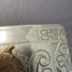 Vintage Rockmount Denver Colorado Nickel Silver Horse Saddle Western Belt Buckle