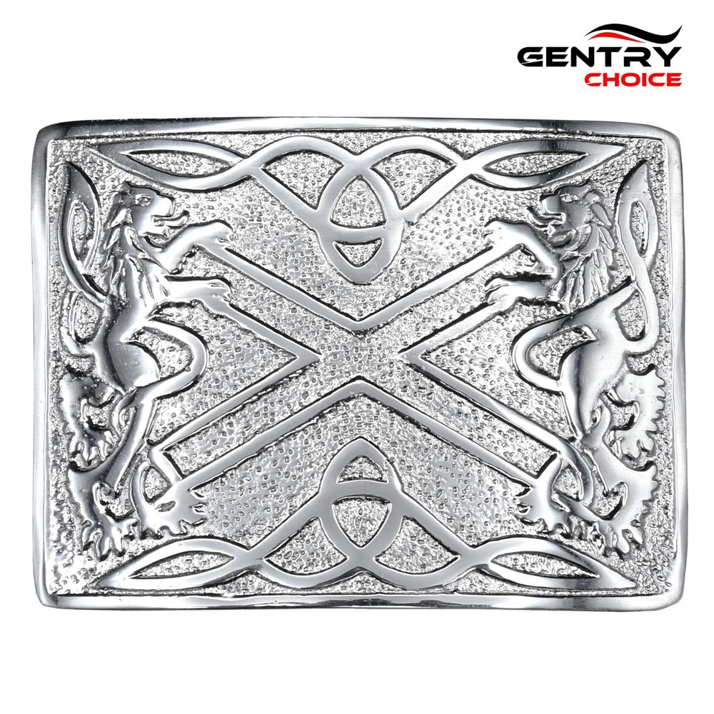 Traditional Scottish Men Kilt Belt Buckle Saltire & Lions Rampant Belt Buckle