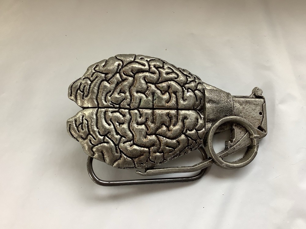 Unique Brain Grenade Belt Buckle By Mobtown Silver Tone Cobra Dice