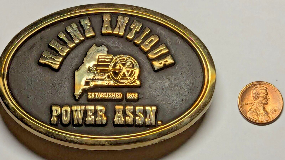 VINTAGE MAINE ANTIQUE POWER ASSN. BELT BUCKLE NORTHWEST BRASS WORKS