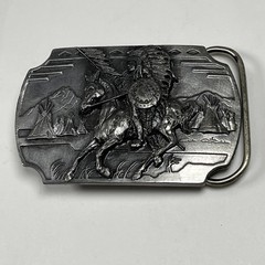 1991 Native American Crazy Horse Sioux Indian Chief Pewter Buckle Arroyo Grande