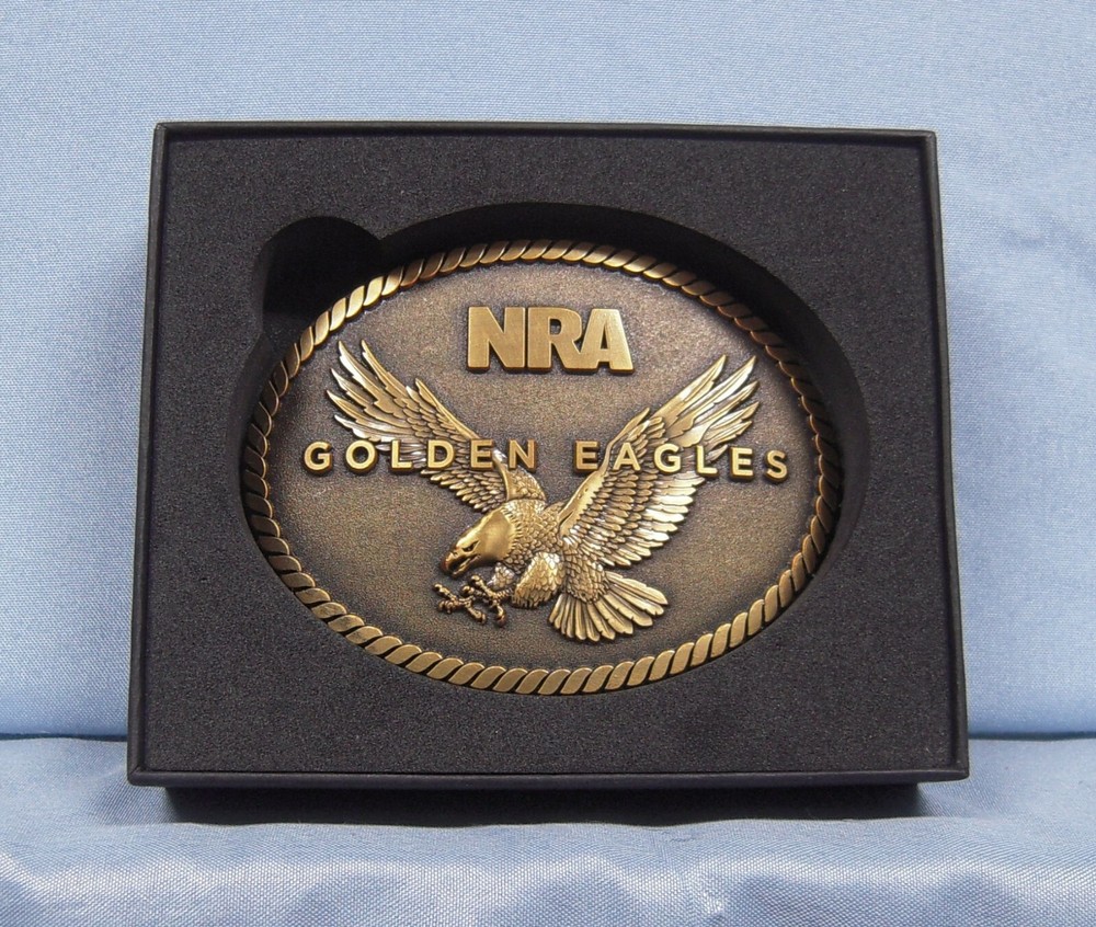 NRA National Rifle Association Golden Eagles Belt Buckle 2014 In Box