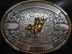 Crumrine Western Oval BULL RIDER Belt Buckle 38624