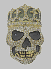 Skull Belt Buckle Gold Metal Pirate Sign Halloween Party Costume Men Bling Style