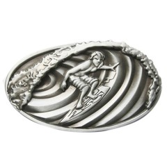 Vintage Style 3D Surfing Play Boy Oval Belt Buckle Gurtelschnalle