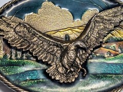 Great American Buckle Company Enameled Open Wing Flying Eagle Belt Buckle