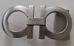 AUTH. SALVATORE FERRAGAMO SILVER GANCINI BELT BUCKLE FOR 1.3&Prime; WIDE BELT STRAP