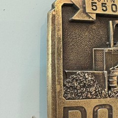 John Deere 550G TC Dozer Belt Buckle Vintage Brass Metal Bulldozer 1994