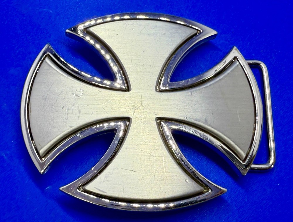 Maltese Iron Cross Religious Gothic Punk Vibe Cutout Silver Color Belt Buckle