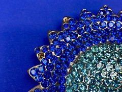 A Blue Green Sea Of Rhinestones – Starburst Cutout Vintage Belt Buckle