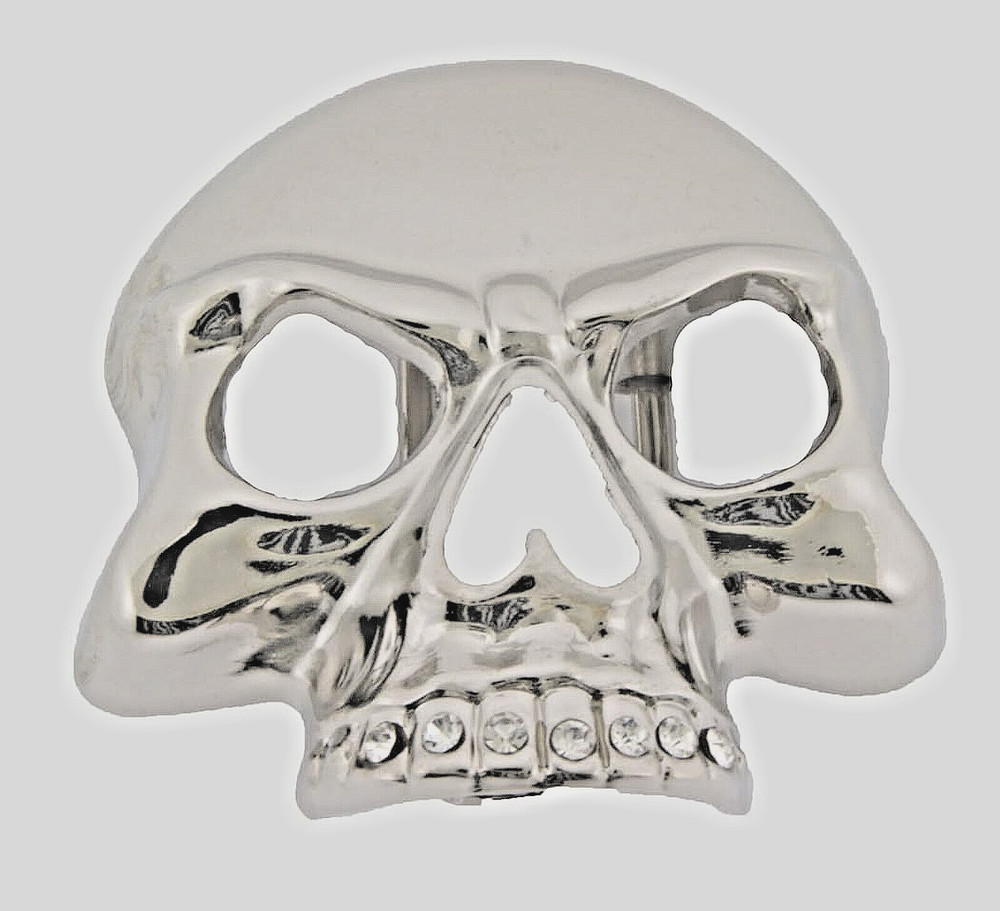Skull Belt Buckles Men Pirate Skeleton Silver Metal Tribal Gothic Tattoo Bling
