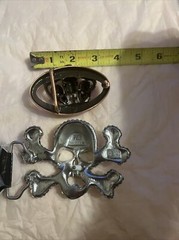 2 NEW Skull Belt Buckles Bling Crossbones Halloween Pirate Costume Goth